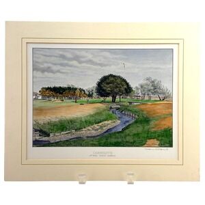 Carnoustie 10th Hole "South America" Golf Course Print Signed John Morland 1982